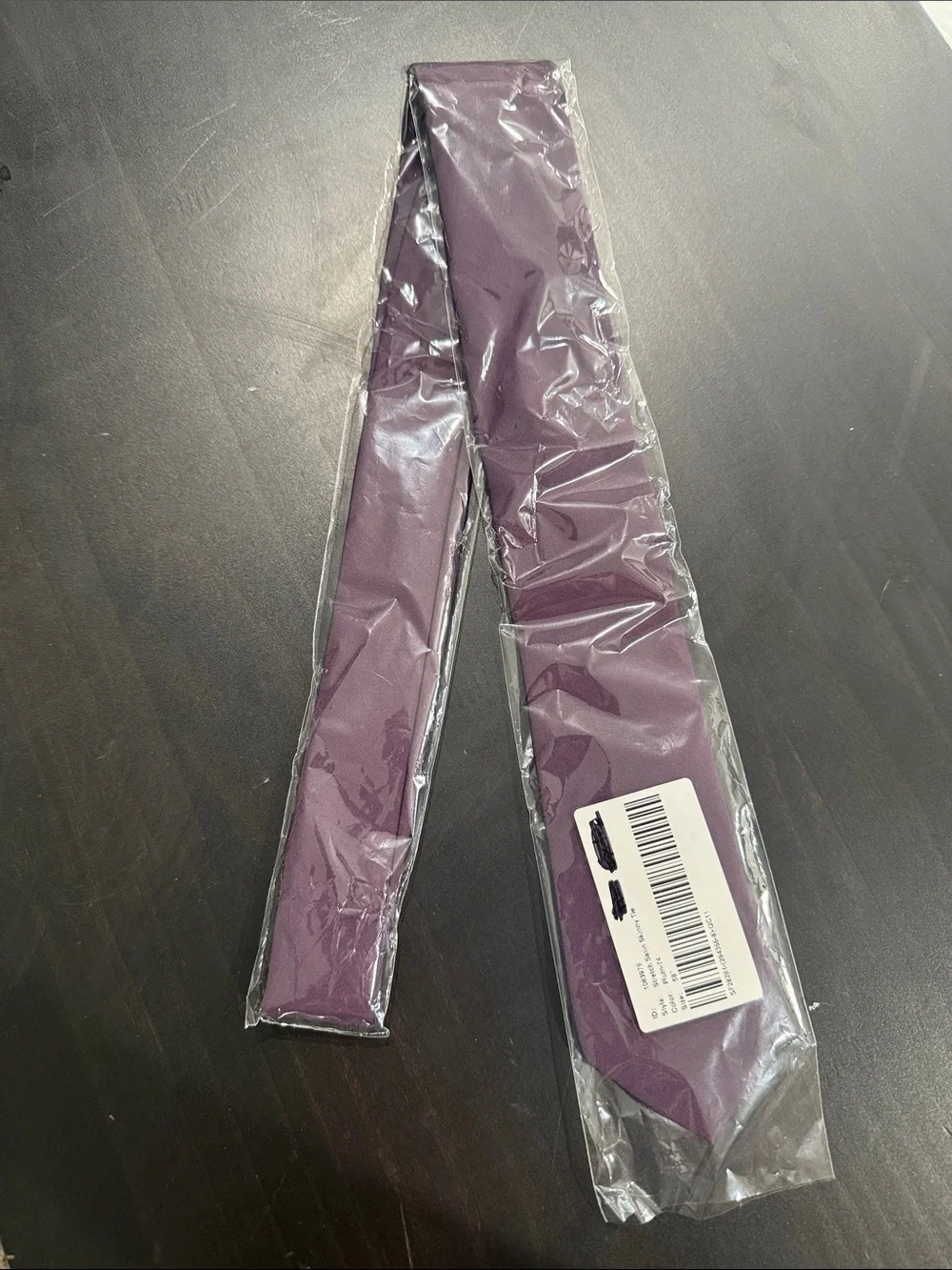 Azazie Stretch Satin Skinny Plum-74 Purple Tie